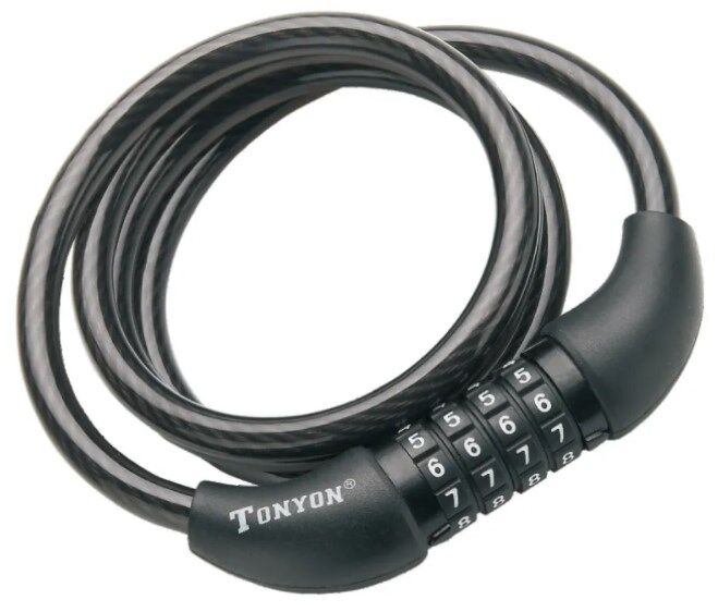 Замок велосипедный Tonyon 567C-0810, кодовый, 8 мм, 1000 мм
